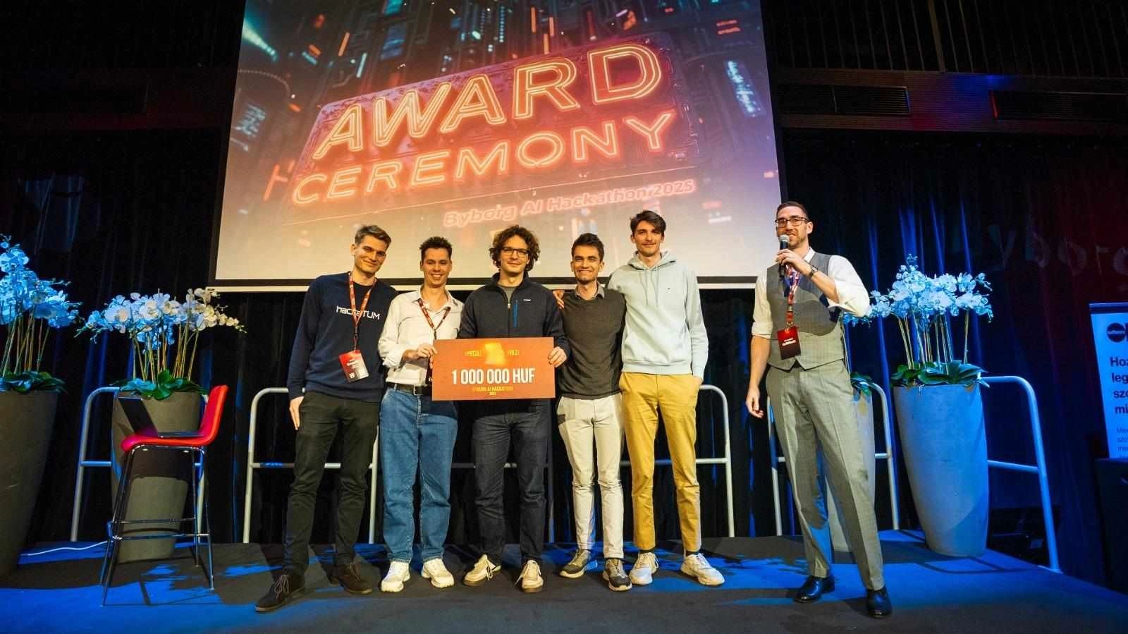 Picture of the Team winning a special award on the ByBorg AI Hackathon